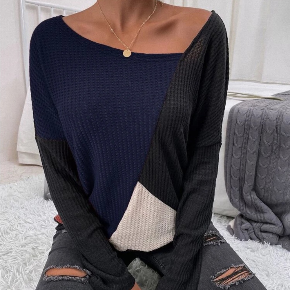 Color block waffle knit tee - Picture 3 of 6